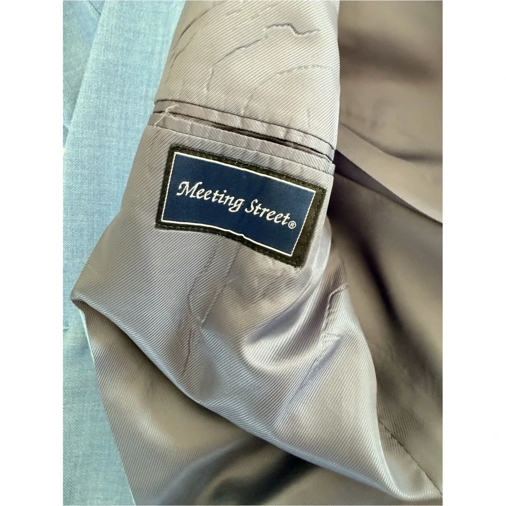 Meeting Street Mens Light Blue Two Button Blazer Sport Coat Jacket 44 Long‎